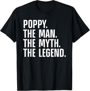 Poppy Design For Grandpa Grandfather From Grandkids Poppy T-Shirt - T-Shirt | Black