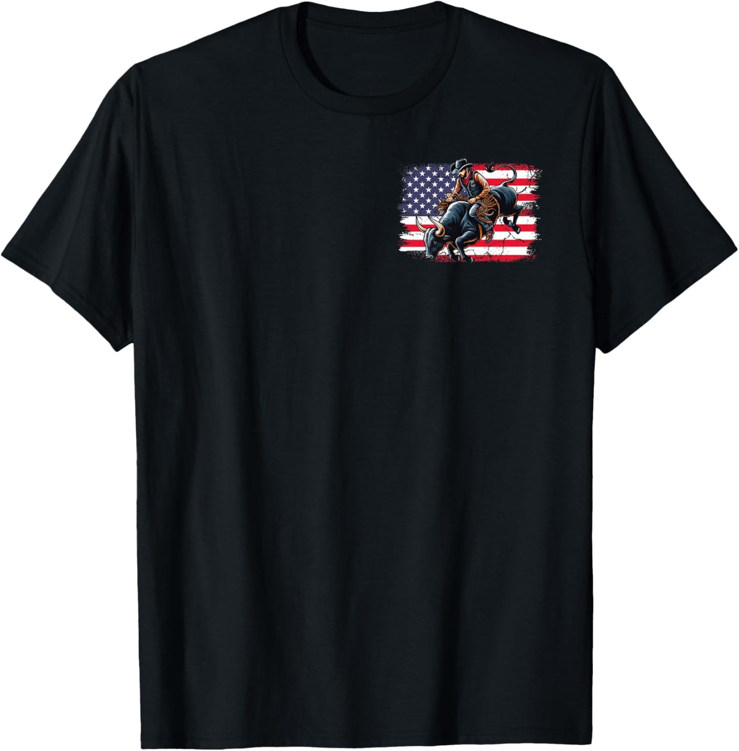 Patriotic Bull Riding Rodeo American Cowboys T-Shirt - T-Shirt | Black