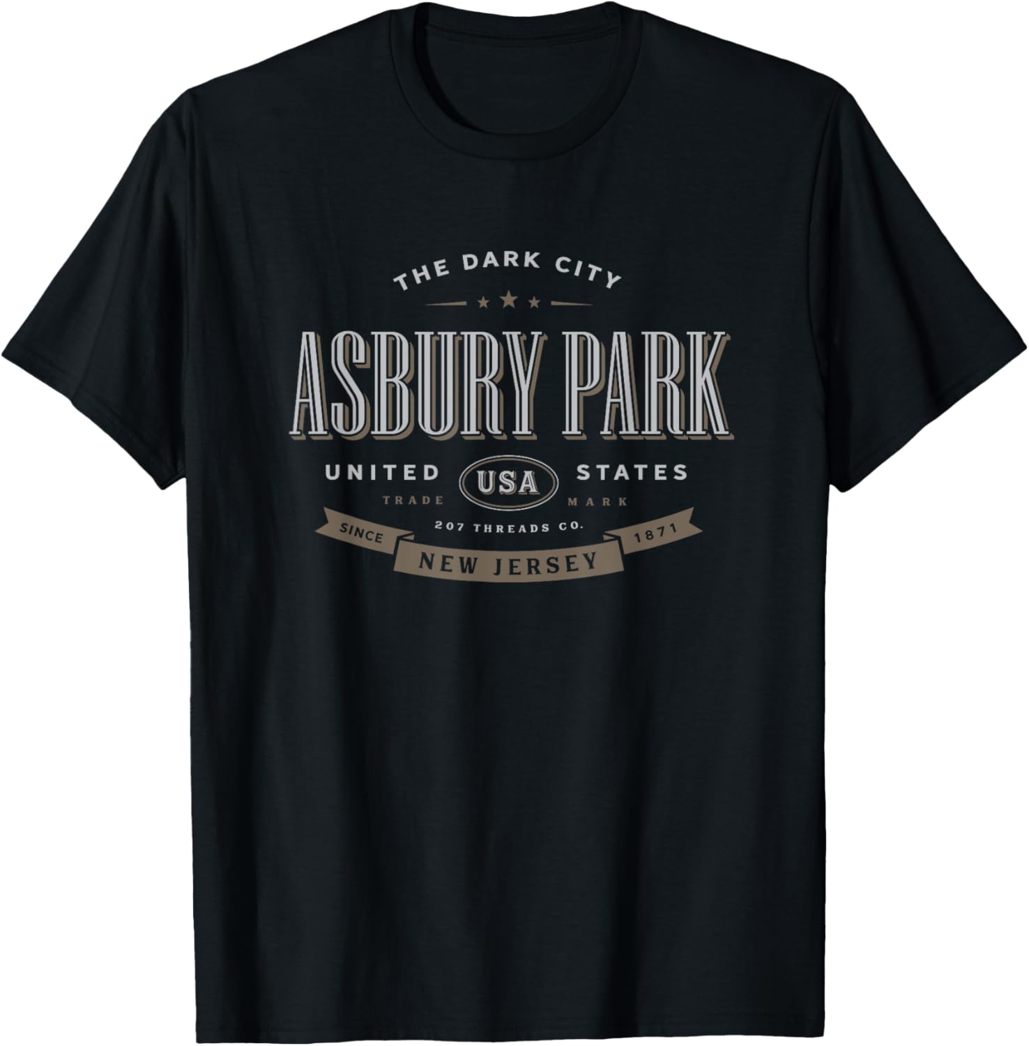 Asbury Park NJ New Jersey Vacation Souvenir T-Shirt - T-Shirt | Black