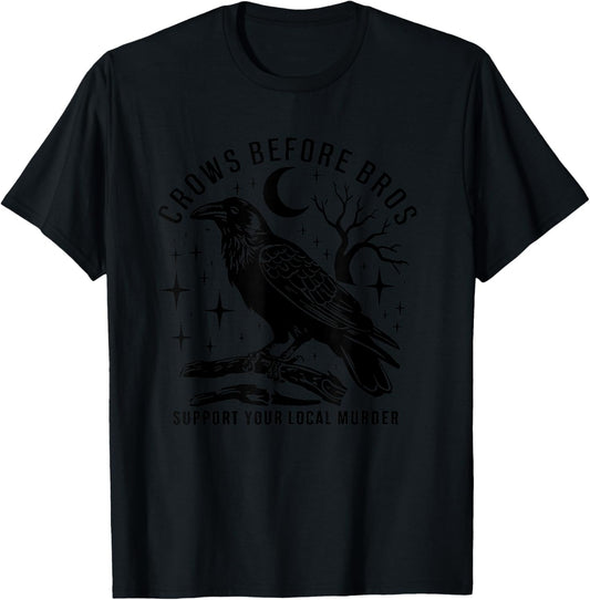 Vintage Crows Before Bros Feminist Women T-Shirt - T-Shirt | Black