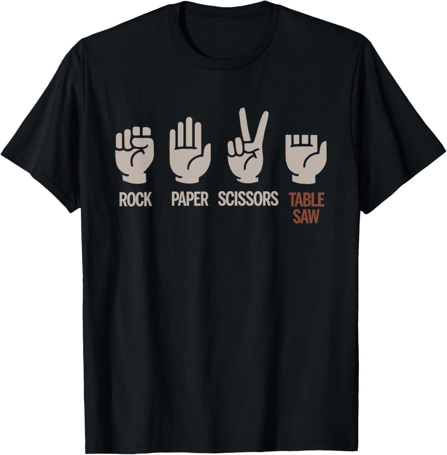 Funny Woodworking Rock Paper Scissors Table Saw Carpenter T-Shirt - T-Shirt | Black