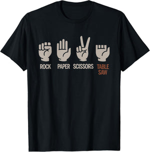 Funny Woodworking Rock Paper Scissors Table Saw Carpenter T-Shirt - T-Shirt | Black