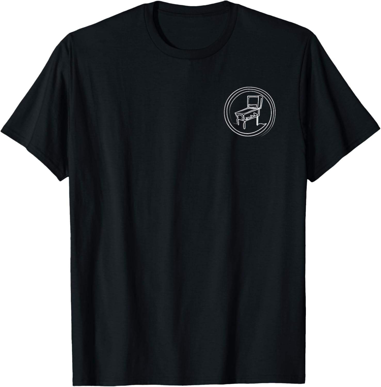 Pinball Machine Badge Minimalist One Line Drawing T-Shirt - T-Shirt | Black