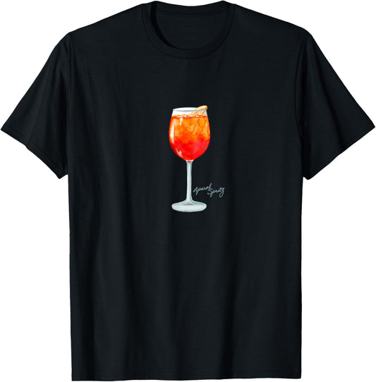 Aperol Spritz Italian Cocktail Elegant Portrait Vintage T-Shirt - T-Shirt | Black
