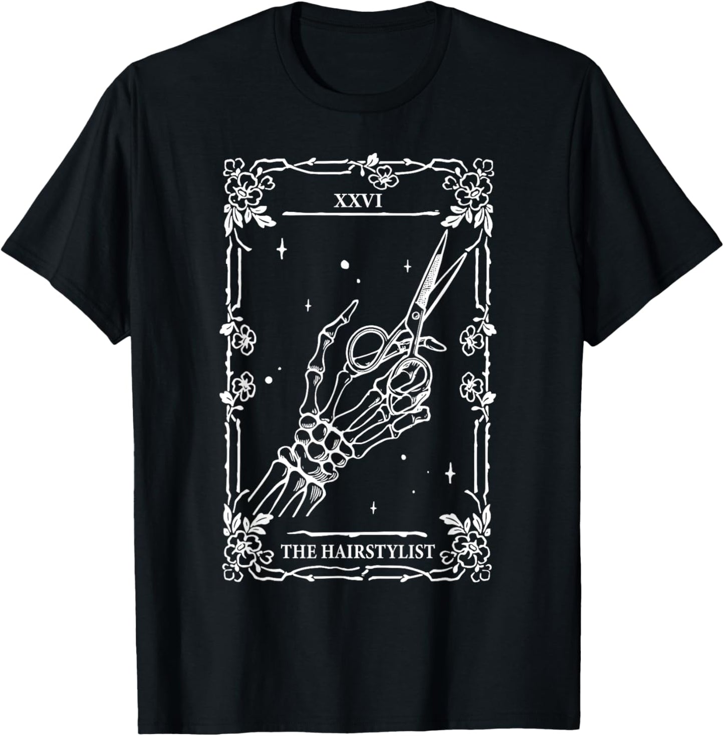 The Hairstylist Tarot Card Skeleton Hand Salon Hairdresser T-Shirt - T-Shirt | Black