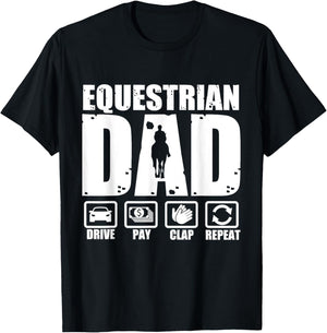 Funny Equestrian Dad Horse Rider Father Humor Fathers Day T-Shirt - T-Shirt | Black