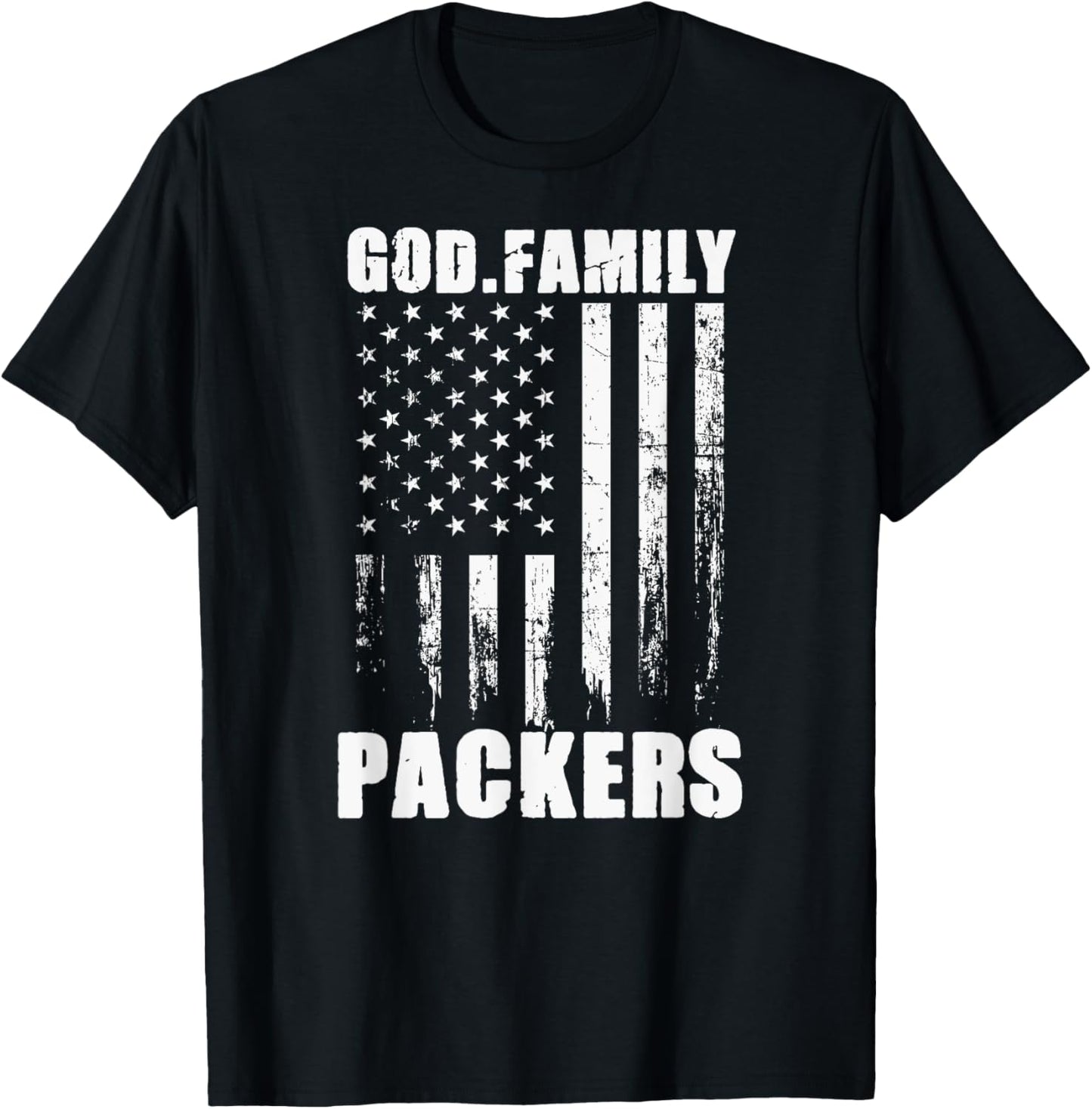 Austin Packers God. Family. Vintage USA Flag T-Shirt - T-Shirt | Black