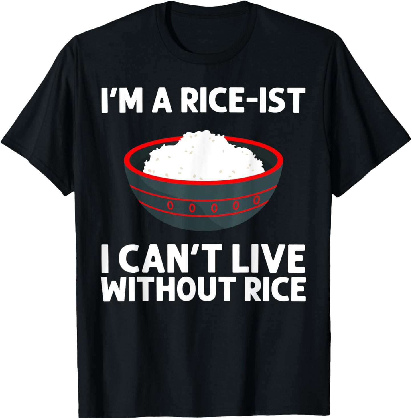 Funny Rice Art Women Asian Chinese Filipino Food T-Shirt - T-Shirt | Black