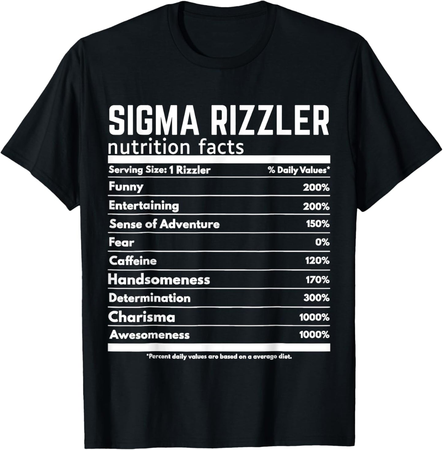 Sigma Rizzler Nutrition Facts Meme Rizz Internet Memes Gen Z T-Shirt - T-Shirt | Black