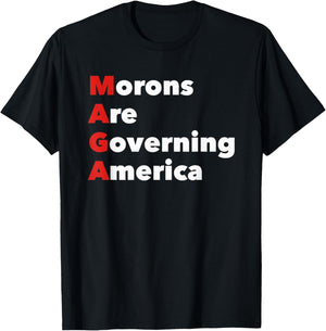 Morons Are Governing America Stop Racists Anti Trump Vance T-Shirt - T-Shirt | Black