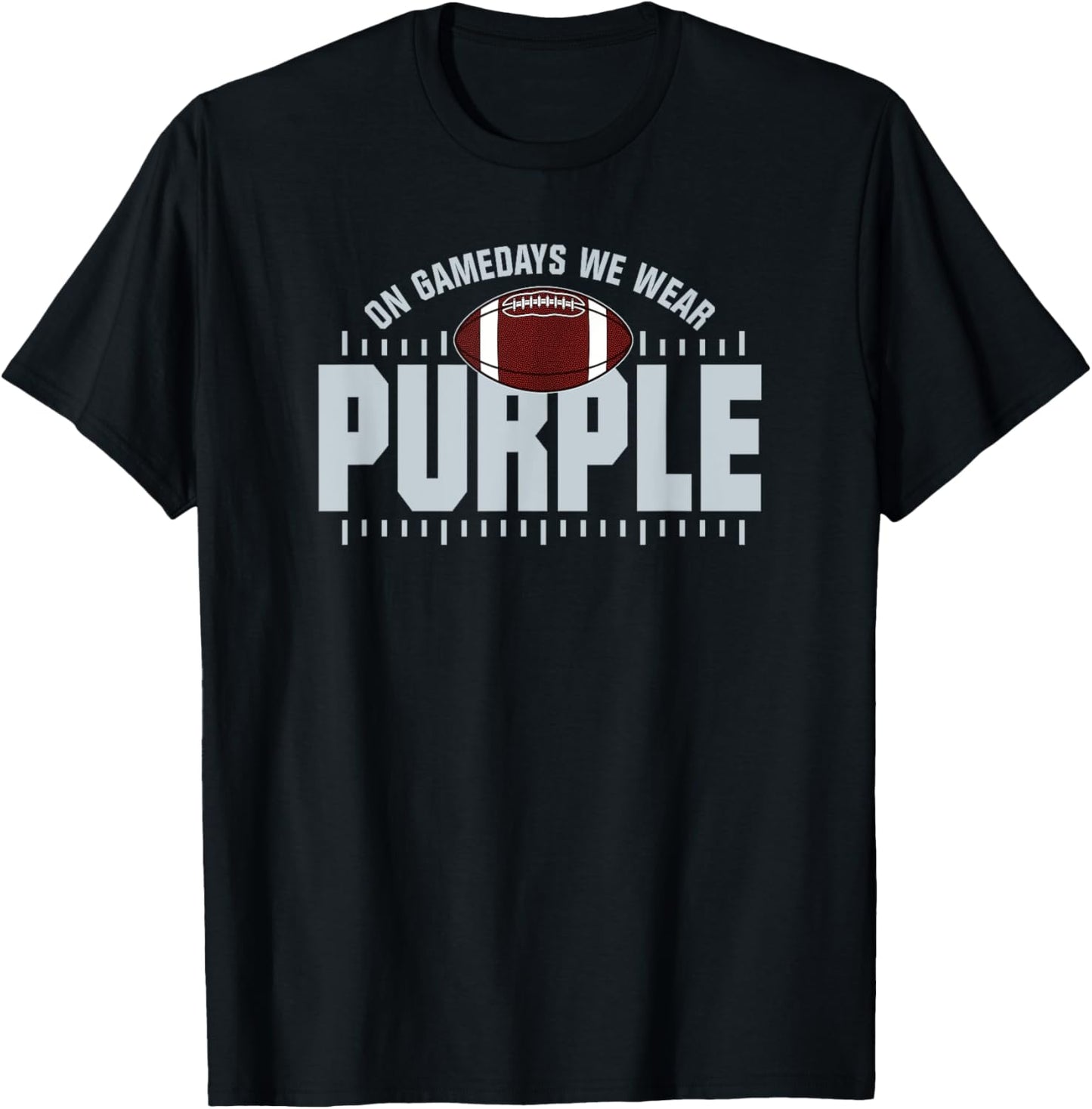 On Gamedays We Wear Purple Silver Lettering T-Shirt - T-Shirt | Black
