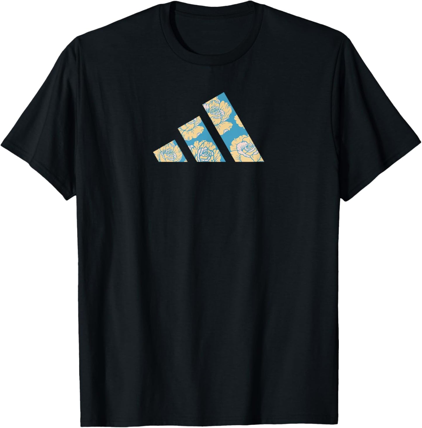 adidas Badge of Sport Floral Three Bar Graphic T-Shirt - T-Shirt | Black