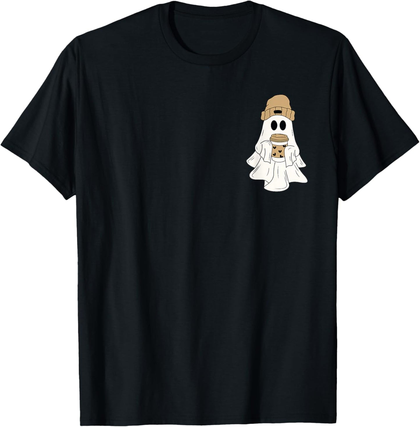 Ghost Drinking Coffee Funny Halloween Costume Coffee Lover T-Shirt - T-Shirt | Black