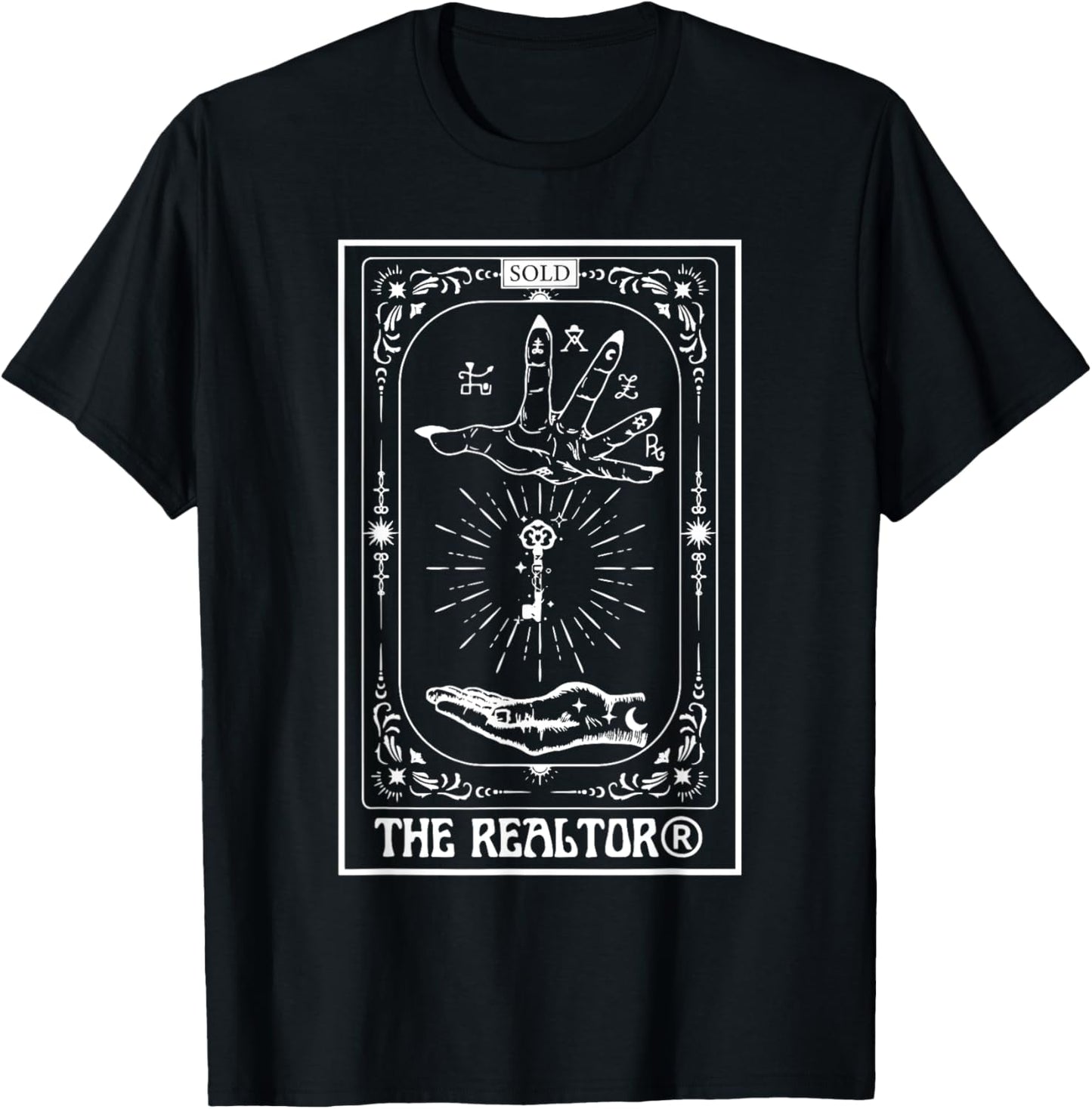 Retro Tarot Card Realtor Real Estate Agent House Broker T-Shirt - T-Shirt | Black
