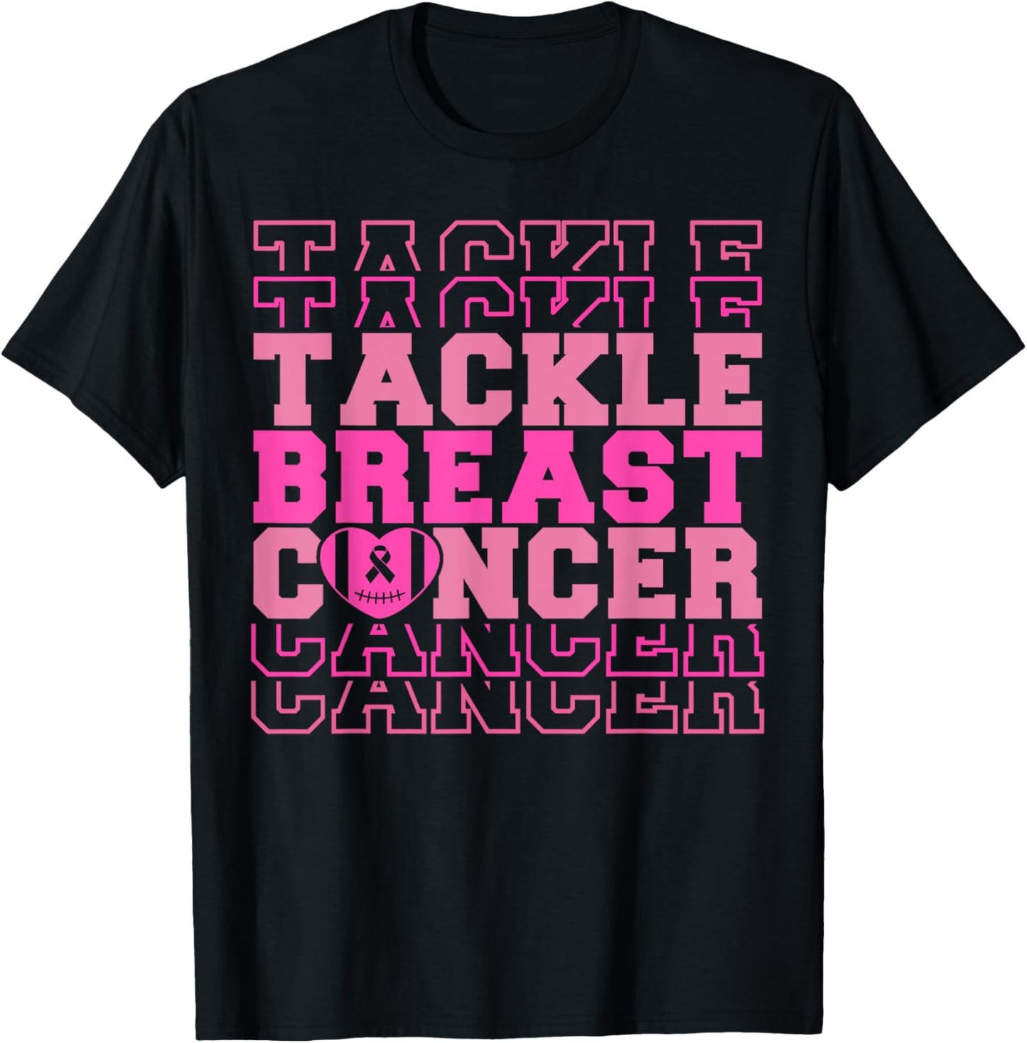 Tackle Football Breast Cancer Awareness Ribbon Boy Kids T-Shirt - T-Shirt | Black