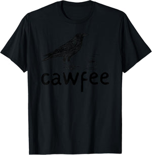 Cawfee Funny Coffee Lover Drinking Bird Lover Funny Coffee T-Shirt - T-Shirt | Black