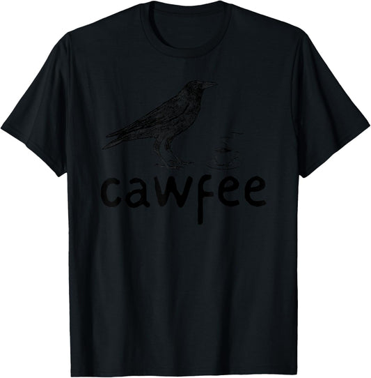 Cawfee Funny Coffee Lover Drinking Bird Lover Funny Coffee T-Shirt - T-Shirt | Black