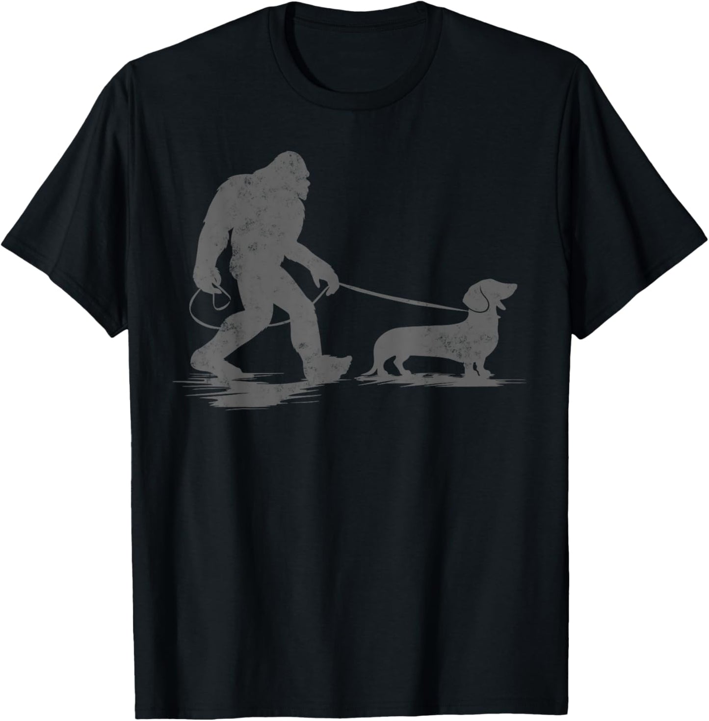 Bigfoot Walking Dachshund Dog Funny Wiener Dog Dad Gifts Men Women Kids T-Shirt - T-Shirt | Black