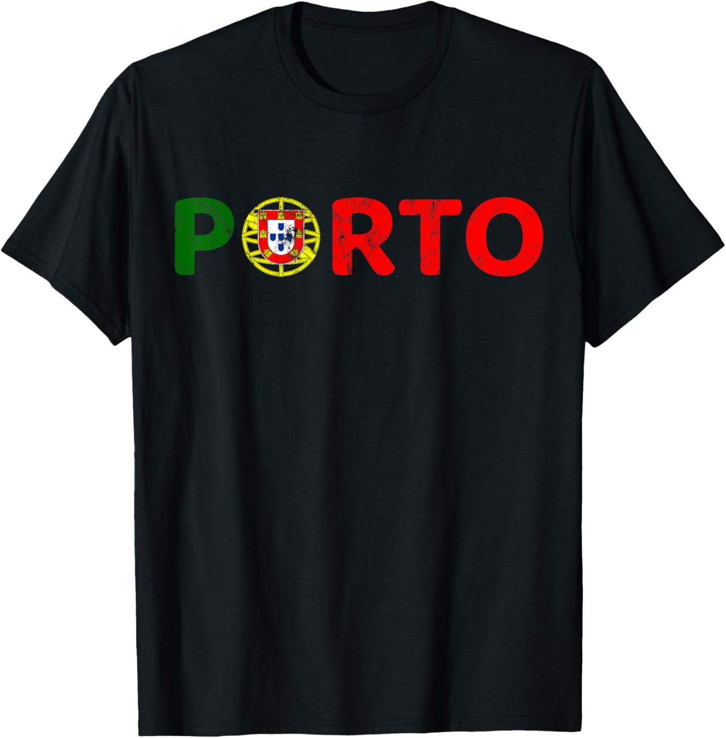Porto, Portugal Flag, Portugal Travel, Porto T-Shirt - T-Shirt | Black