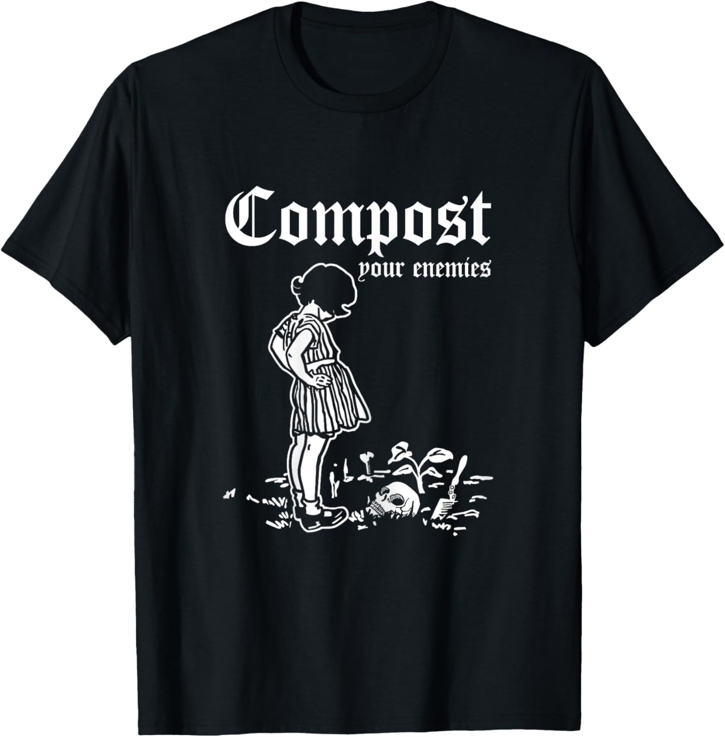 Retro Compost Your Enemies Vintage Dark T-Shirt - T-Shirt | Black