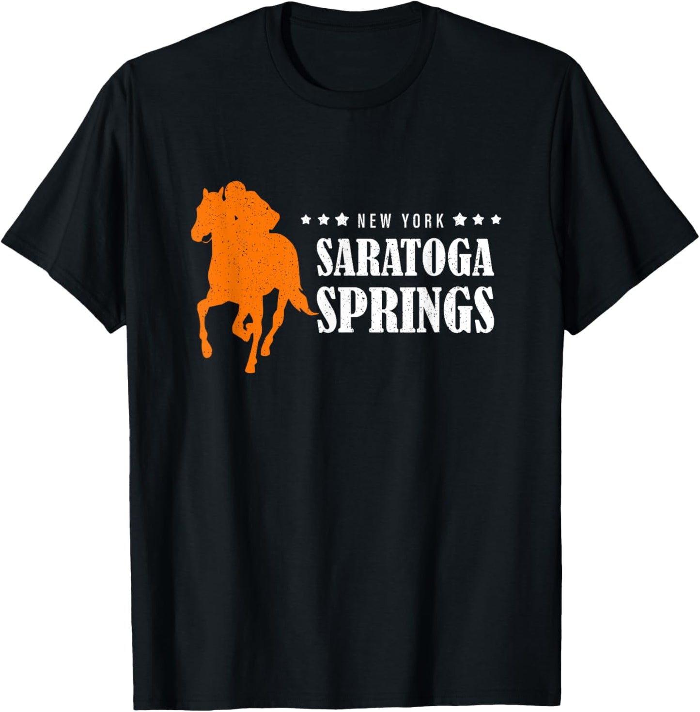 Upstate New York Saratoga Springs Horse Racing Vintage T-Shirt - T-Shirt | Black