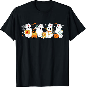 Retro Boo Boo Crew Nurse Funny Ghost Women Halloween Nurse T-Shirt - T-Shirt | Black