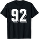 Number 92 BACKSIDE - Retro 80s 90s Team Jersey Numbered T-Shirt - T-Shirt | Black
