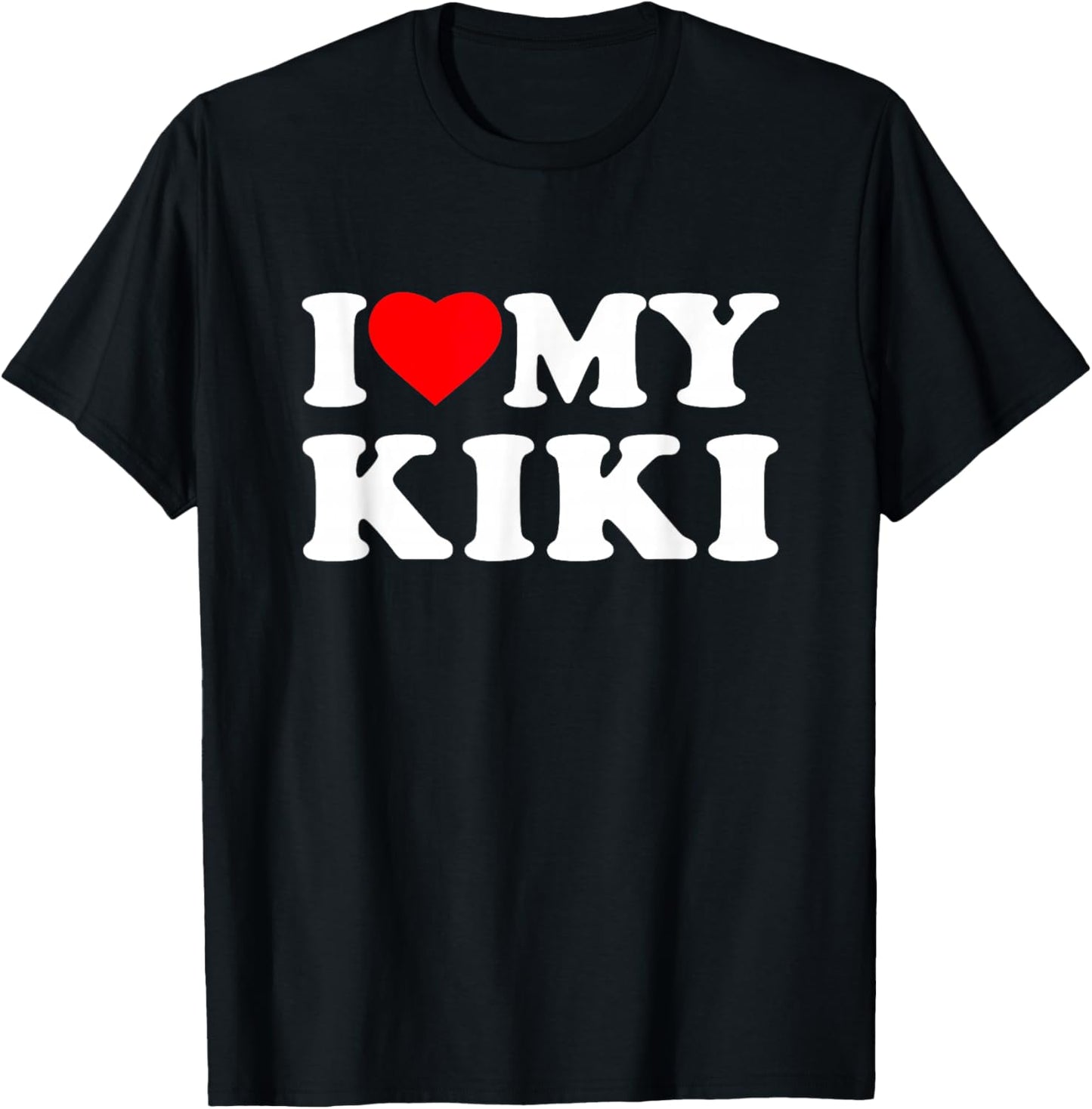 I Love My Kiki Heart Grandma Family T-Shirt - T-Shirt | Black