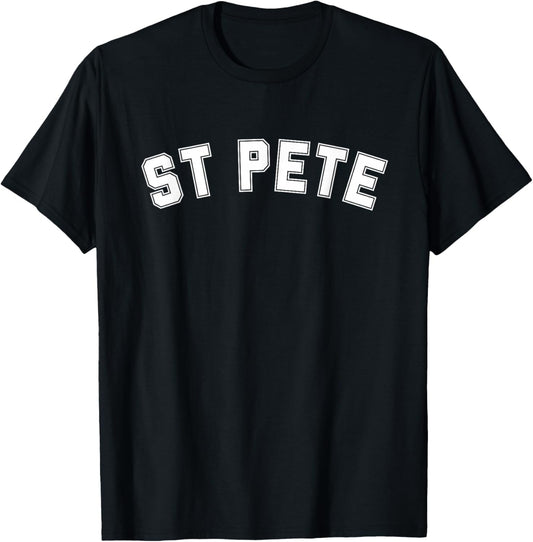 St Pete Florida Vintage Collegiate Style Text T-Shirt - T-Shirt | Black