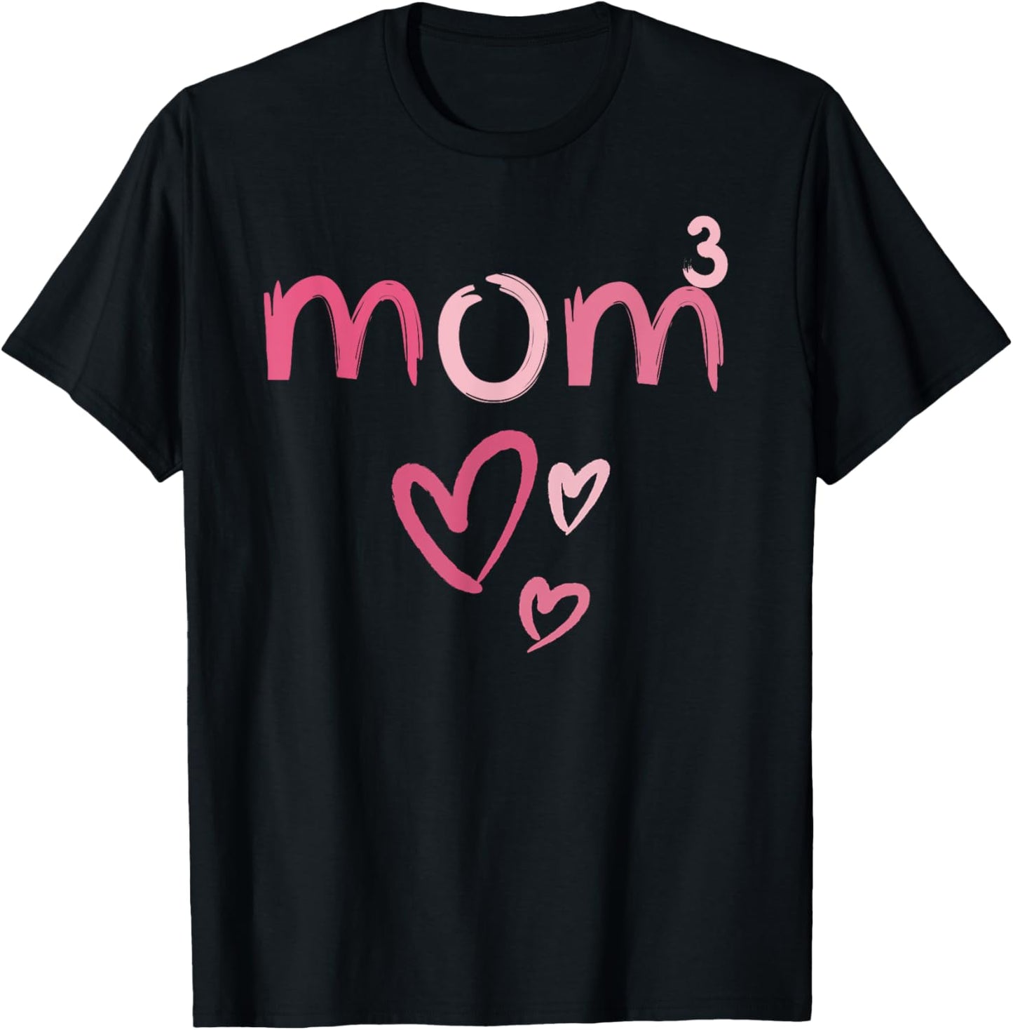 Mom3 Heart Mother of Three Mama of 3 Gifts Mothers Day T-Shirt - T-Shirt | Black