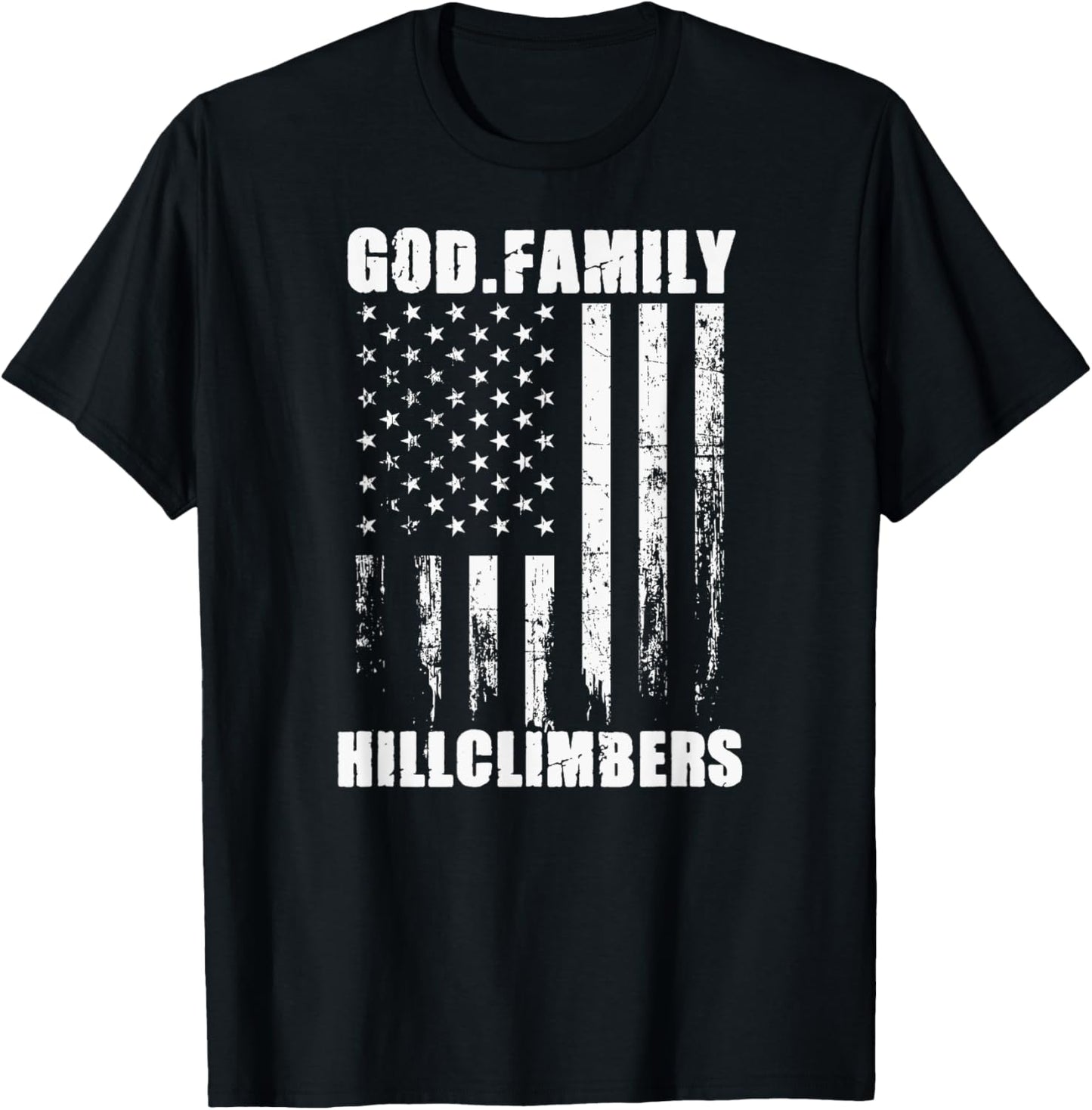 Urbana Hillclimbers God. Family. Vintage USA Flag T-Shirt - T-Shirt | Black