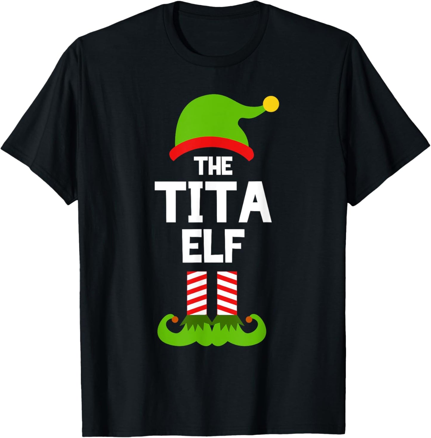 Family Tita Elf Christmas Matching Pajama Funny T-Shirt - T-Shirt | Black