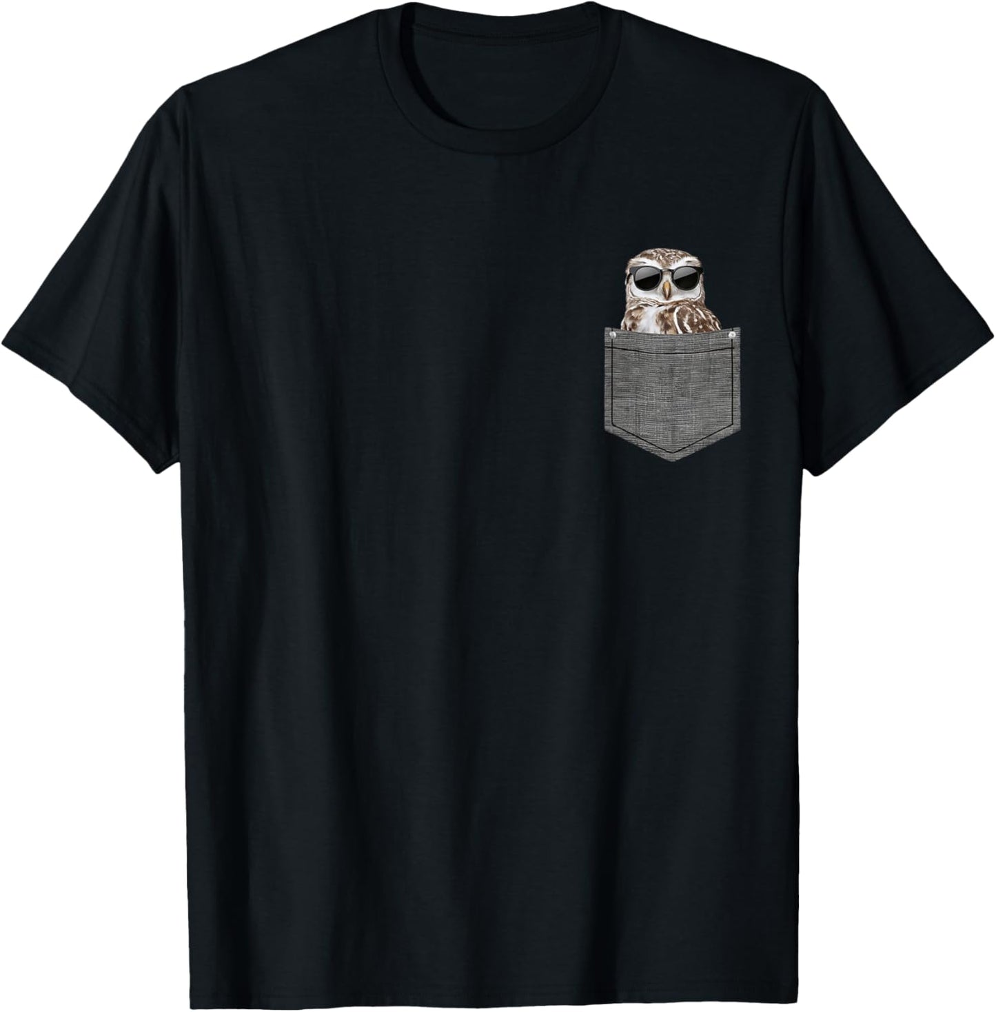 Owl in Pocket T-Shirt - T-Shirt | Black