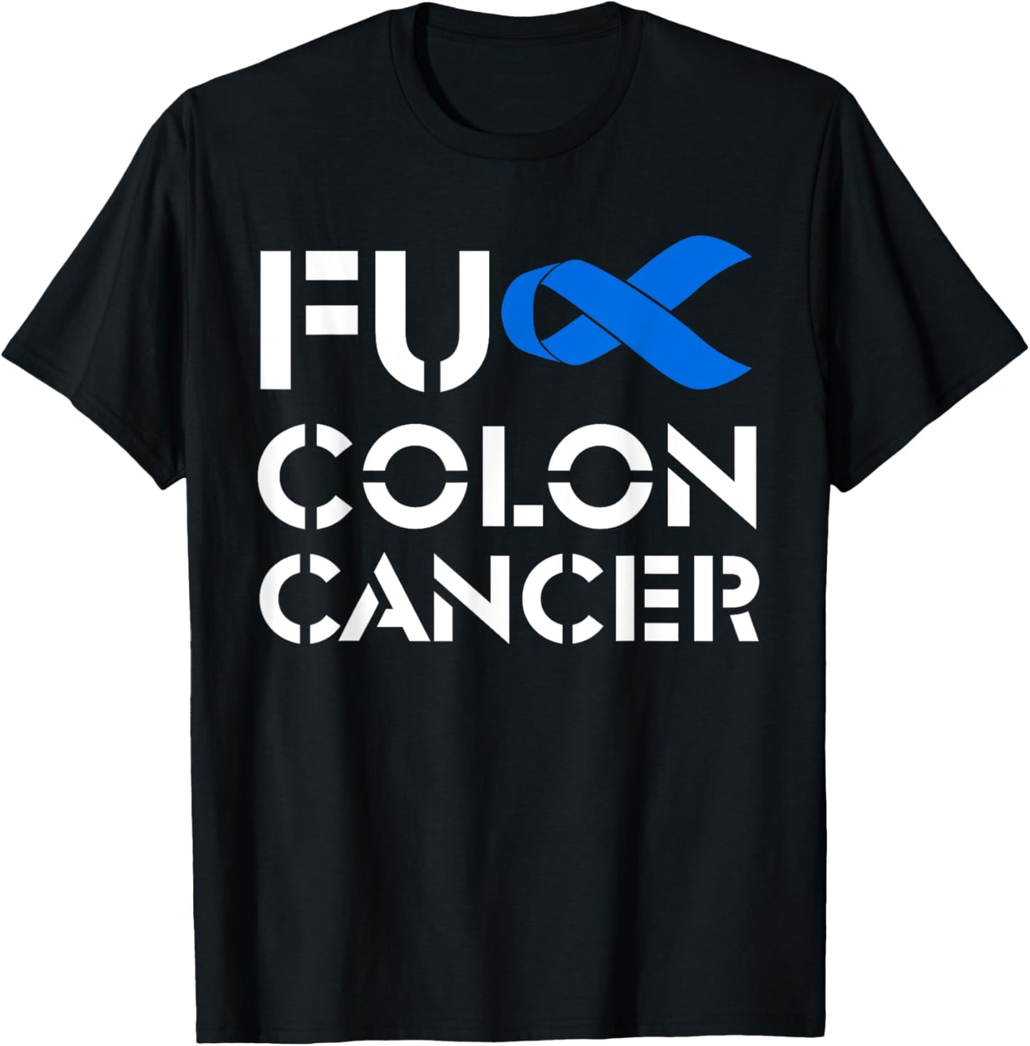 Fuck Colon Cancer American Flag Awareness Survivor T-Shirt - T-Shirt | Black