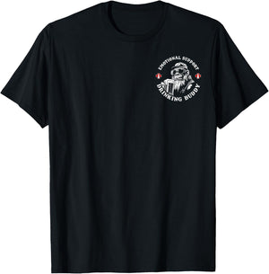 (2 Sided) Emotional Support Drinking Buddy Please Don't Pet T-Shirt - T-Shirt | Black