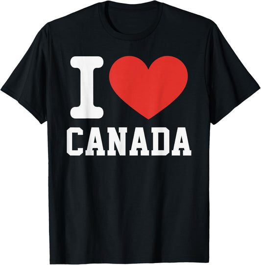 I Love Canada Heart Souvenir Lovers Pride Travel T-Shirt - T-Shirt | Black