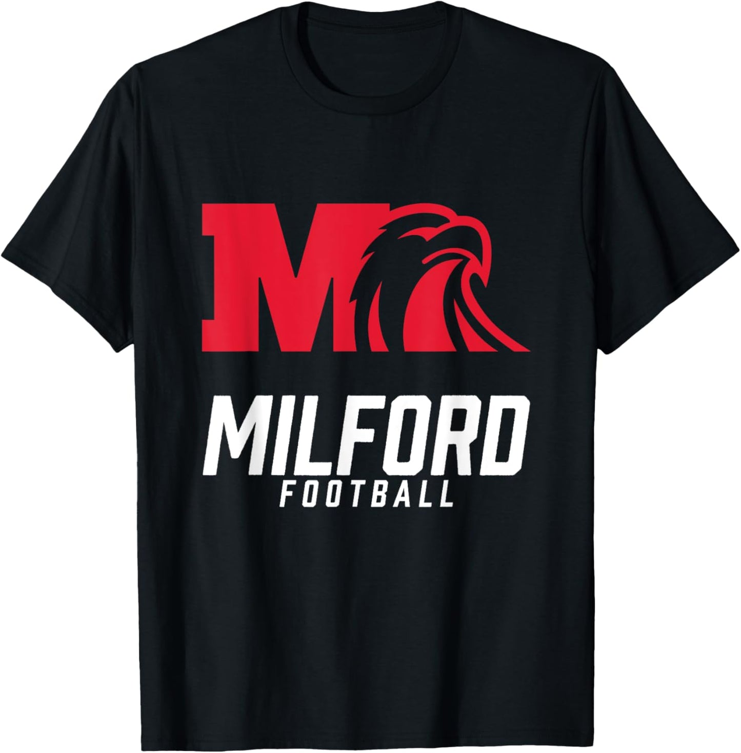 Milford Eagles Logo Football Team HS T-Shirt - T-Shirt | Black
