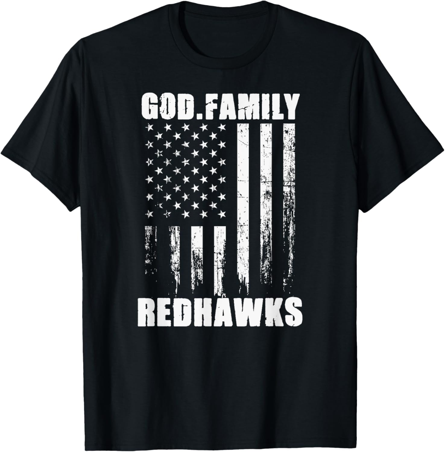 Central Square Redhawks God. Family. Vintage USA Flag T-Shirt - T-Shirt | Black