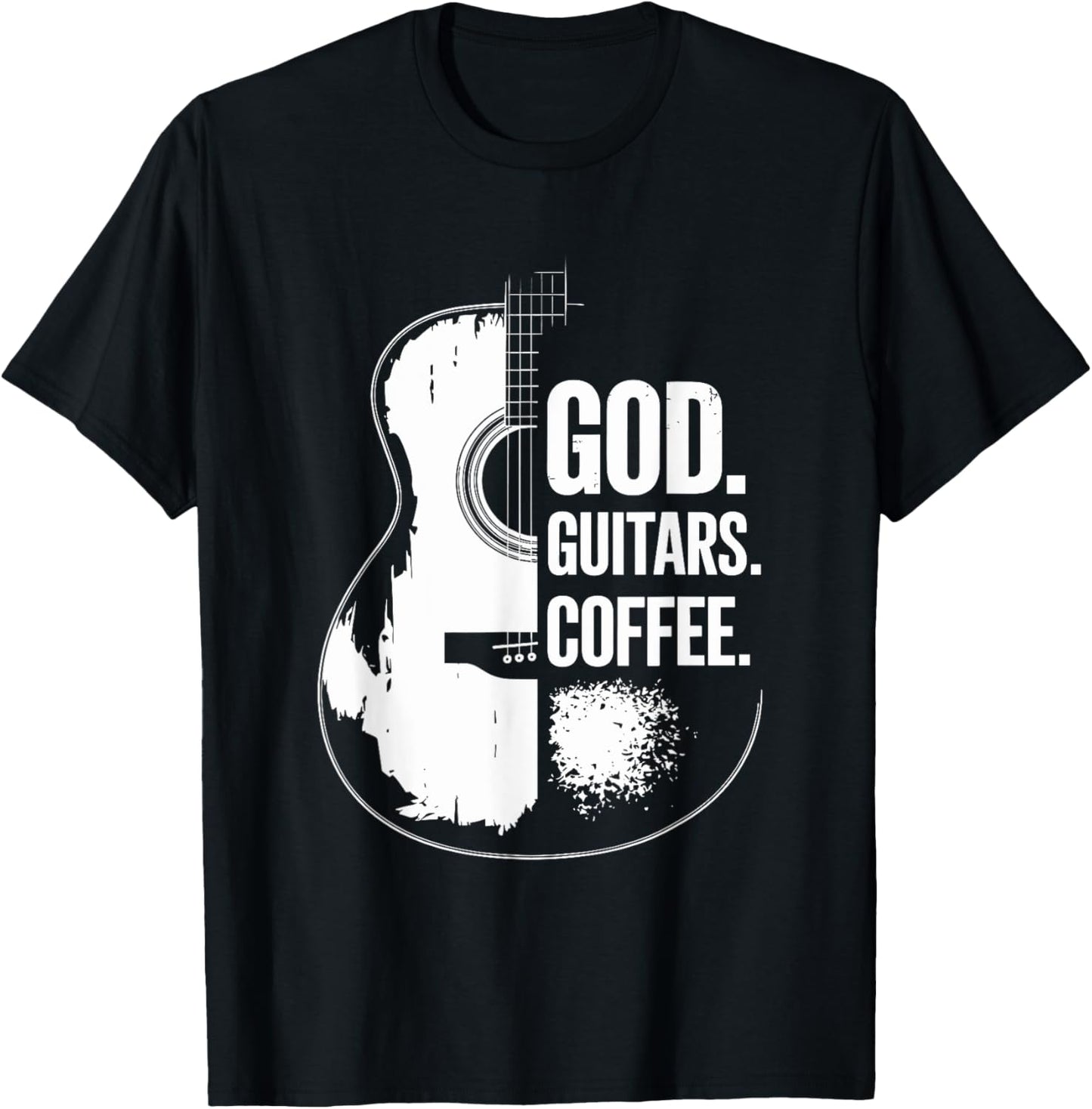 God Coffee Guitar, Christian Guitarist and Guitar Lover T-Shirt - T-Shirt | Black