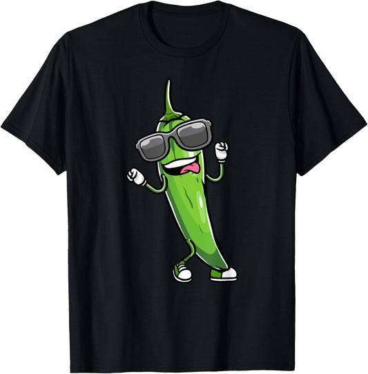 Dancing Shishito Pepper Fun Food Design Culinary Enthusiasts T-Shirt - T-Shirt | Black