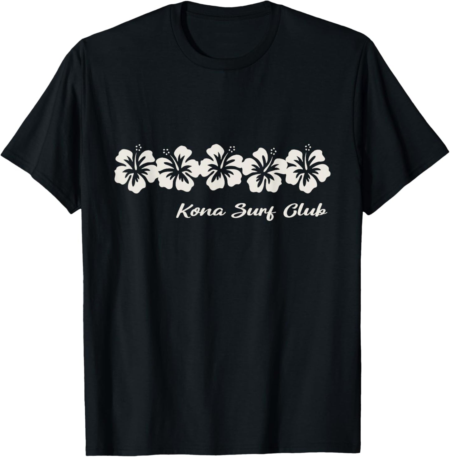 Kona Surf Club Hi Hawaiian Hibiscus Flowers Hawaii Floral T-Shirt - T-Shirt | Black