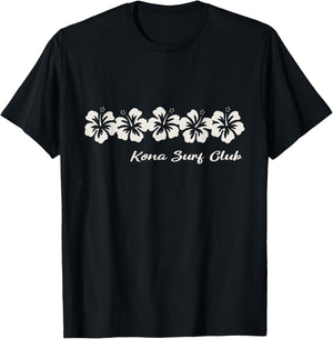 Kona Surf Club Hi Hawaiian Hibiscus Flowers Hawaii Floral T-Shirt - T-Shirt | Black