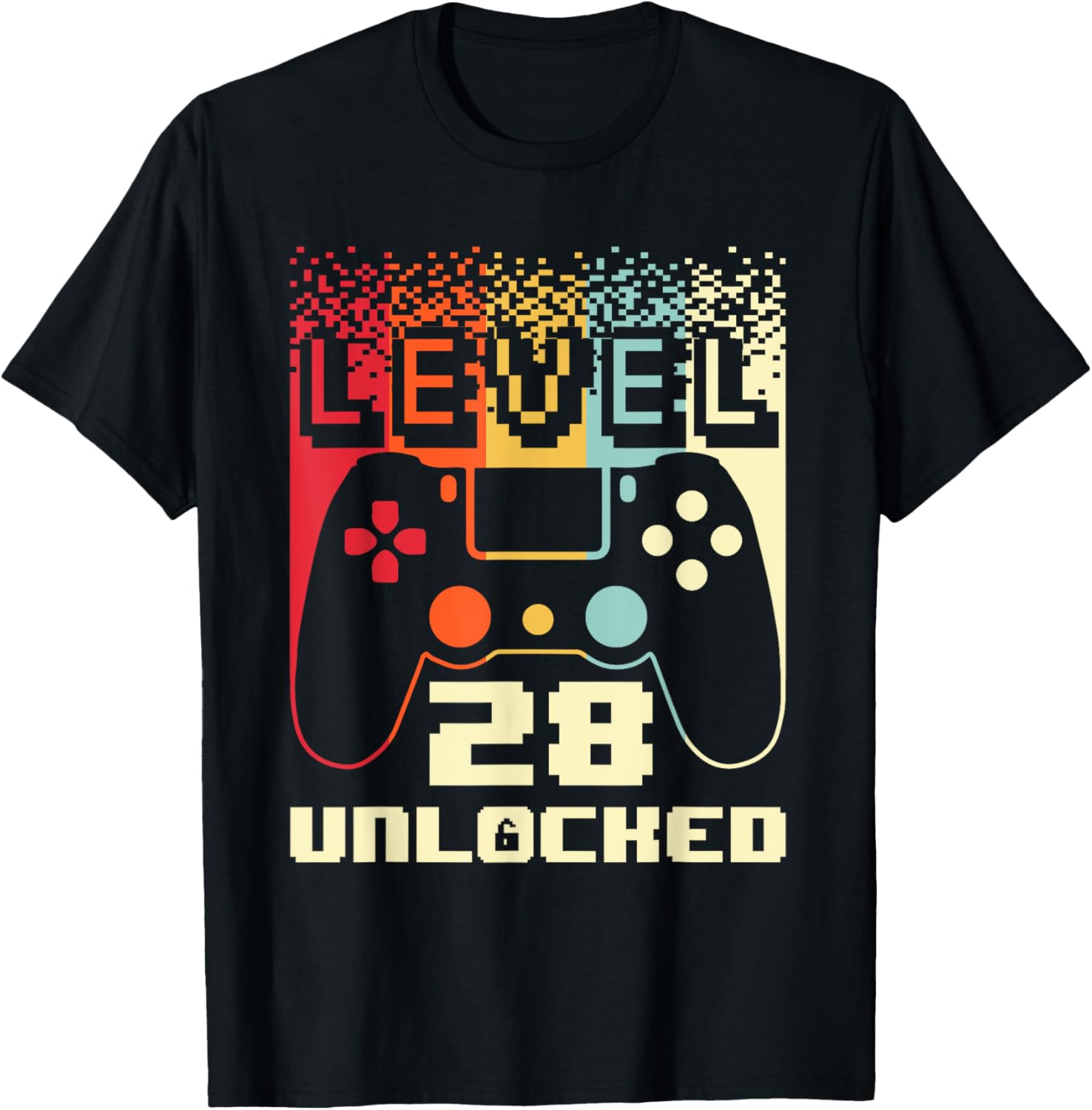 28th Birthday Level 28 Unlocked Gamer 28 Year Old T-Shirt - T-Shirt | Black