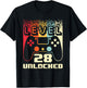 28th Birthday Level 28 Unlocked Gamer 28 Year Old T-Shirt - T-Shirt | Black
