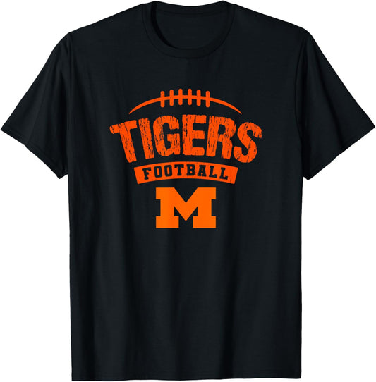 Massillon Tigers Logo Football Distressed HS T-Shirt - T-Shirt | Black