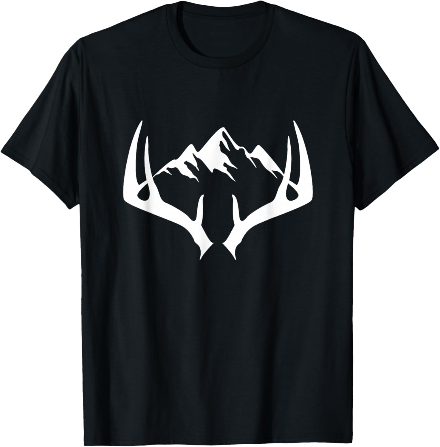 Mountain Outdoor Antlers Elk Deer Hunting T-Shirt - T-Shirt | Black