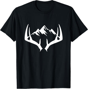 Mountain Outdoor Antlers Elk Deer Hunting T-Shirt - T-Shirt | Black