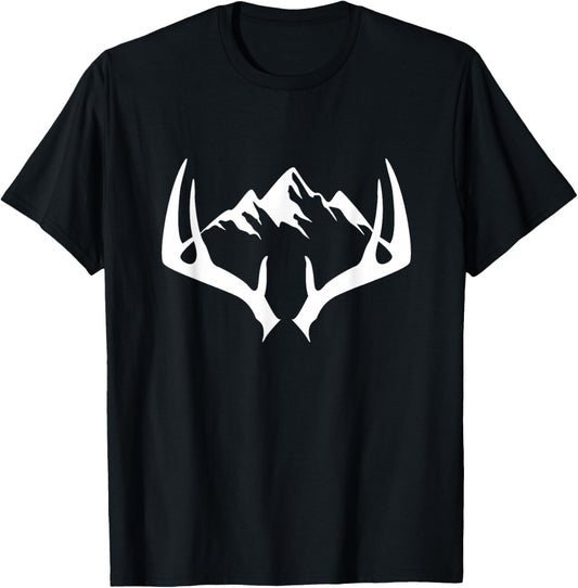 Mountain Outdoor Antlers Elk Deer Hunting T-Shirt - T-Shirt | Black