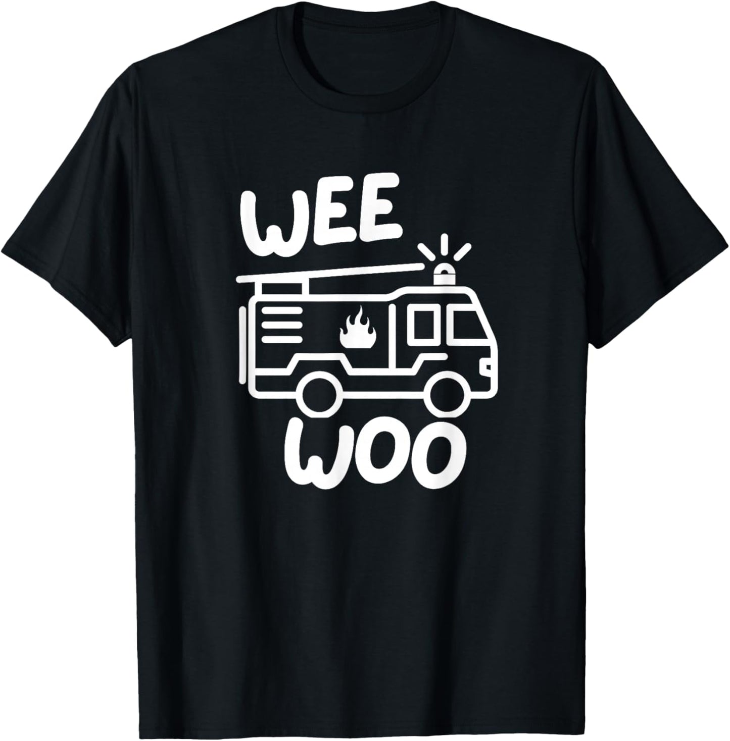 Wee Woo Squad Funny Fire Truck Firefighter Birthday Kids Boy T-Shirt - T-Shirt | Black