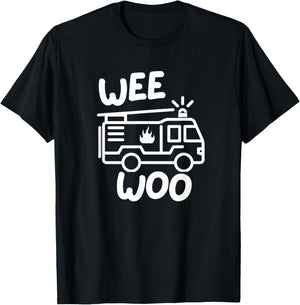 Wee Woo Squad Funny Fire Truck Firefighter Birthday Kids Boy T-Shirt - T-Shirt | Black